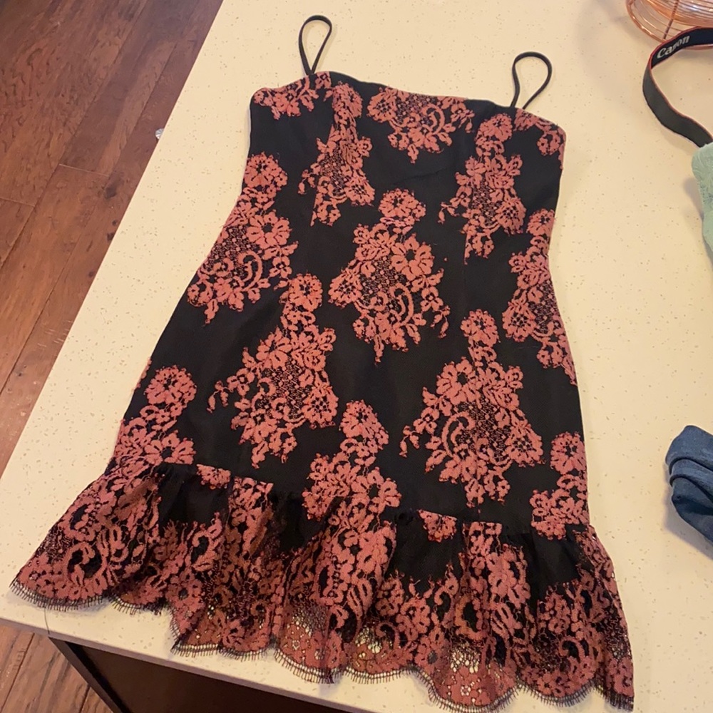Lace Cocktail Dress with Ruffles